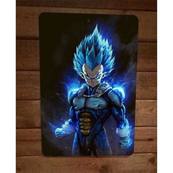 Vegeta Dragon Ball Z Artwork 8x12 Metal Wall Sign‎ Anime Poster - Picture 1 of 1
